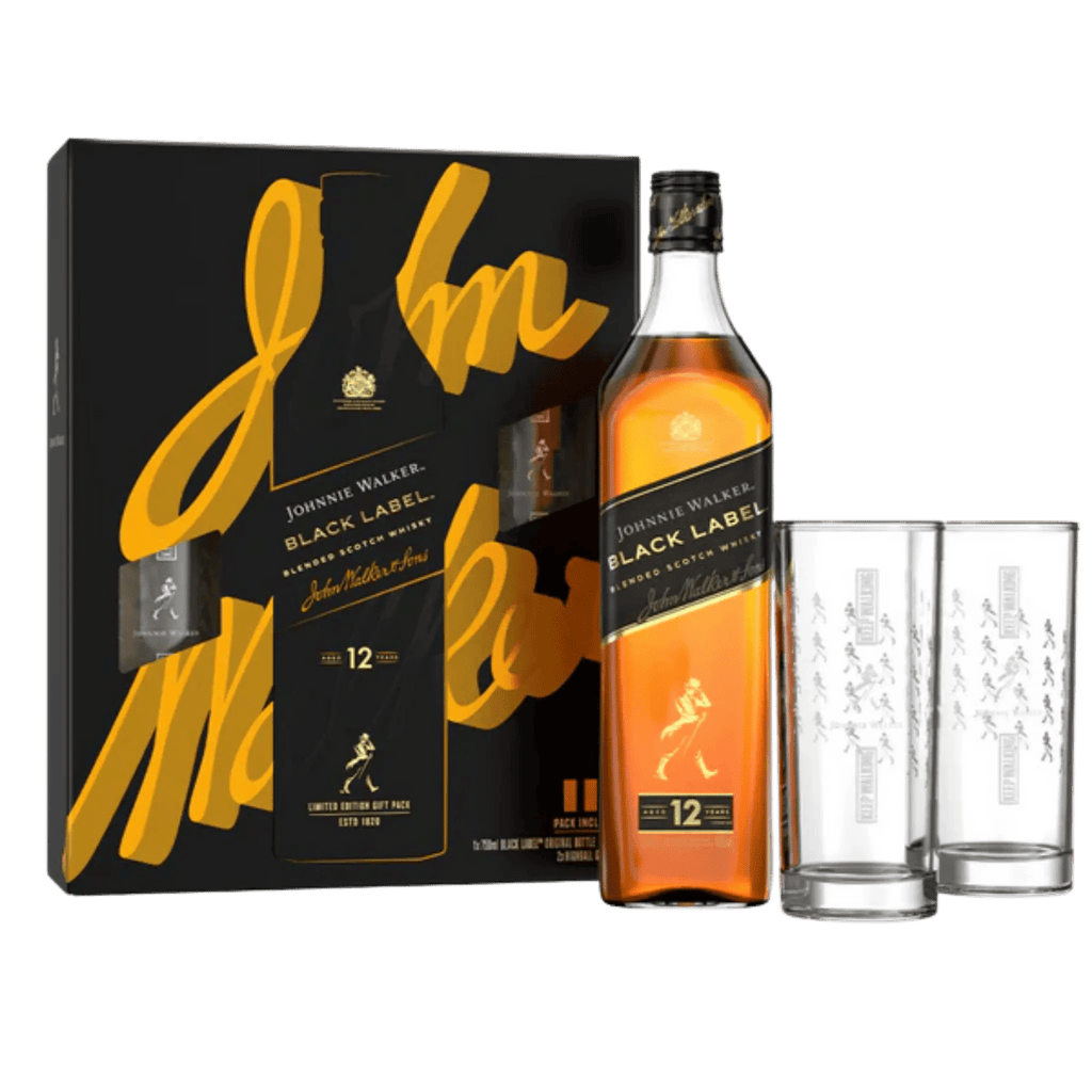 Johnnie Walker Black Label 12 Gift Set with Glasses 750ml | Liquor Johnnie Walker Black Label 12 Gift Set with Glasses 750ml | Liquor