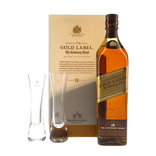 Johnnie Walker Gold Label The Centenary Blend 18 Year Old Blended Scotch Whisky Gift Set with 2 Glasses 750ml
