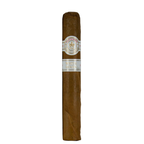 Cigar with a visible label on a white background