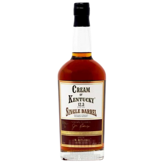 Bottle of Cream of Kentucky Single Barrel whiskey on a white background