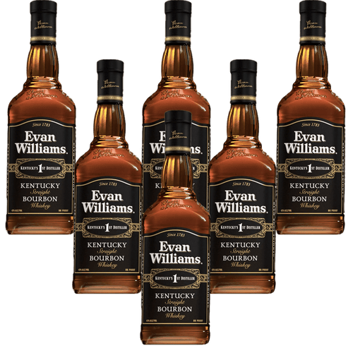Evan Williams Black Label Kentucky Straight Bourbon Whiskey 86 Proof 750ml — 6 Bottle Case - Liquor On Broadway
