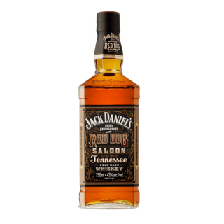 Jack Daniel's Red Dog Saloon Tennessee whiskey bottle on a white background