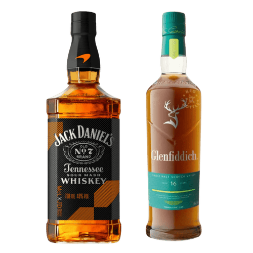 Jack Daniels McLaren Edition 1 Liter and Glenfiddich Aston Martin 16 Year Single Malt Scotch Whisky 750ml Bundle - Liquor On Broadway