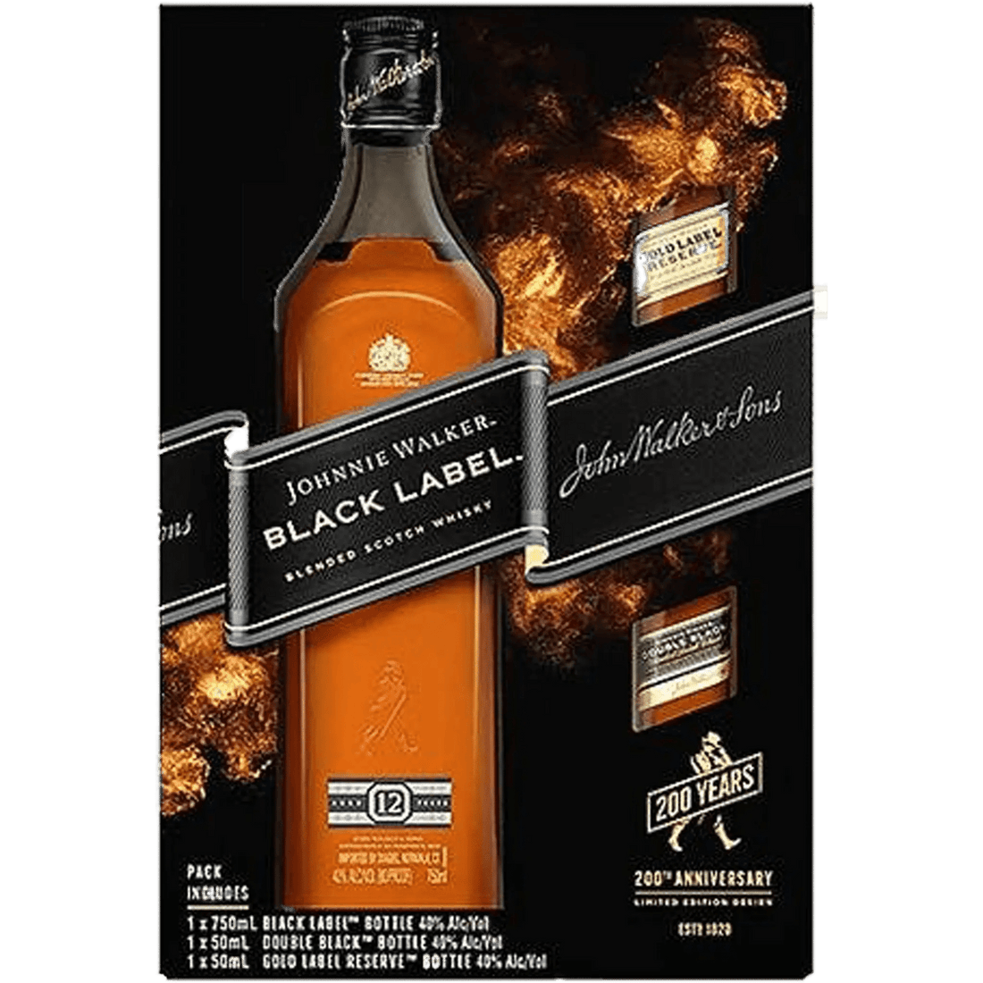 Johnnie Walker Black Label 12 Year Scotch Whisky Gift Set with Minis 750ml - Liquor On Broadway