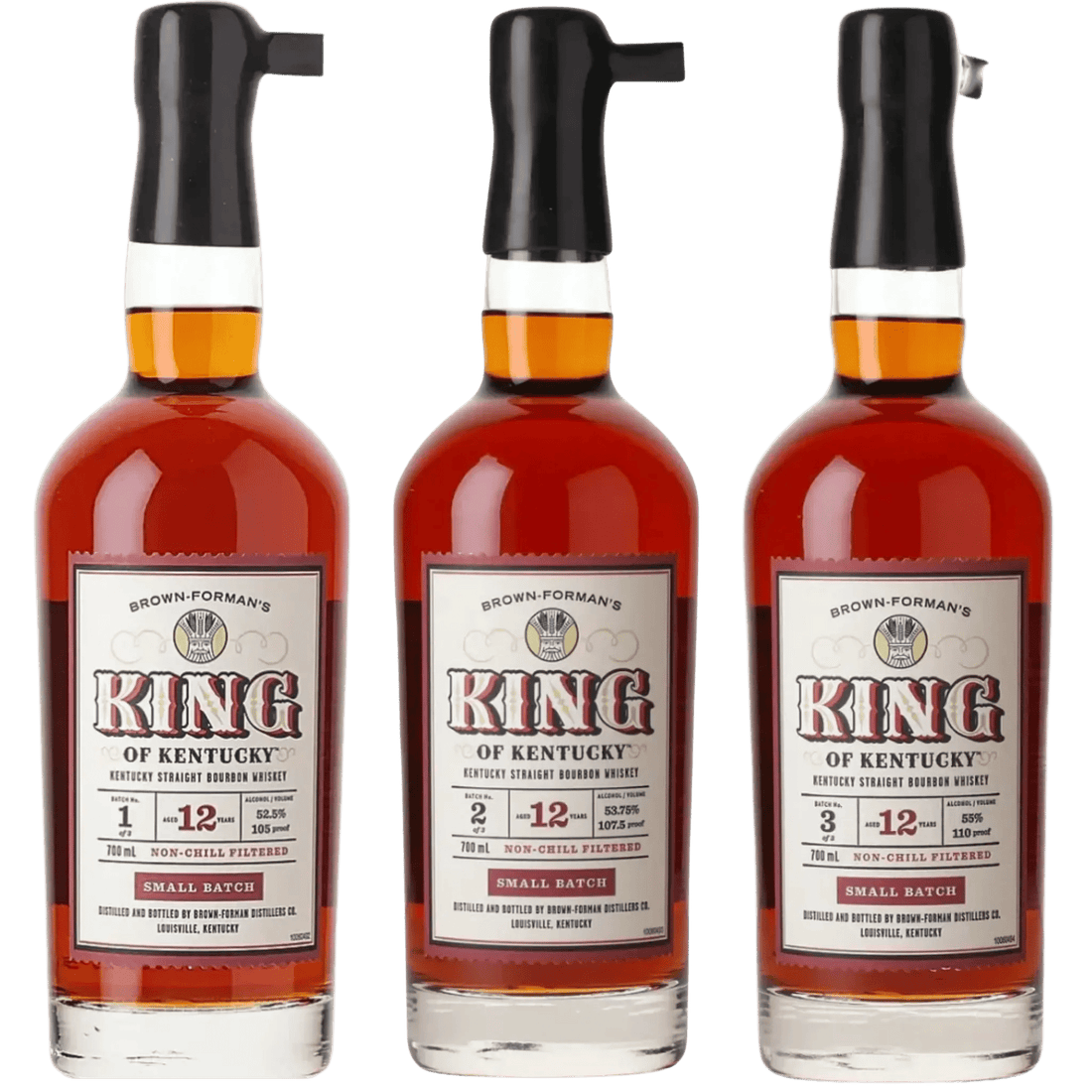 King of Kentucky 12 Year Small Batch Batch 1 & Batch 2 & Batch 3 Kentucky Straight Bourbon 3 x 700ml - Liquor On Broadway