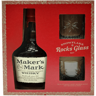Maker’s Mark Kentucky Straight Bourbon Whiskey Snowflake Rocks Glass Gift Set 750ml - Liquor On Broadway