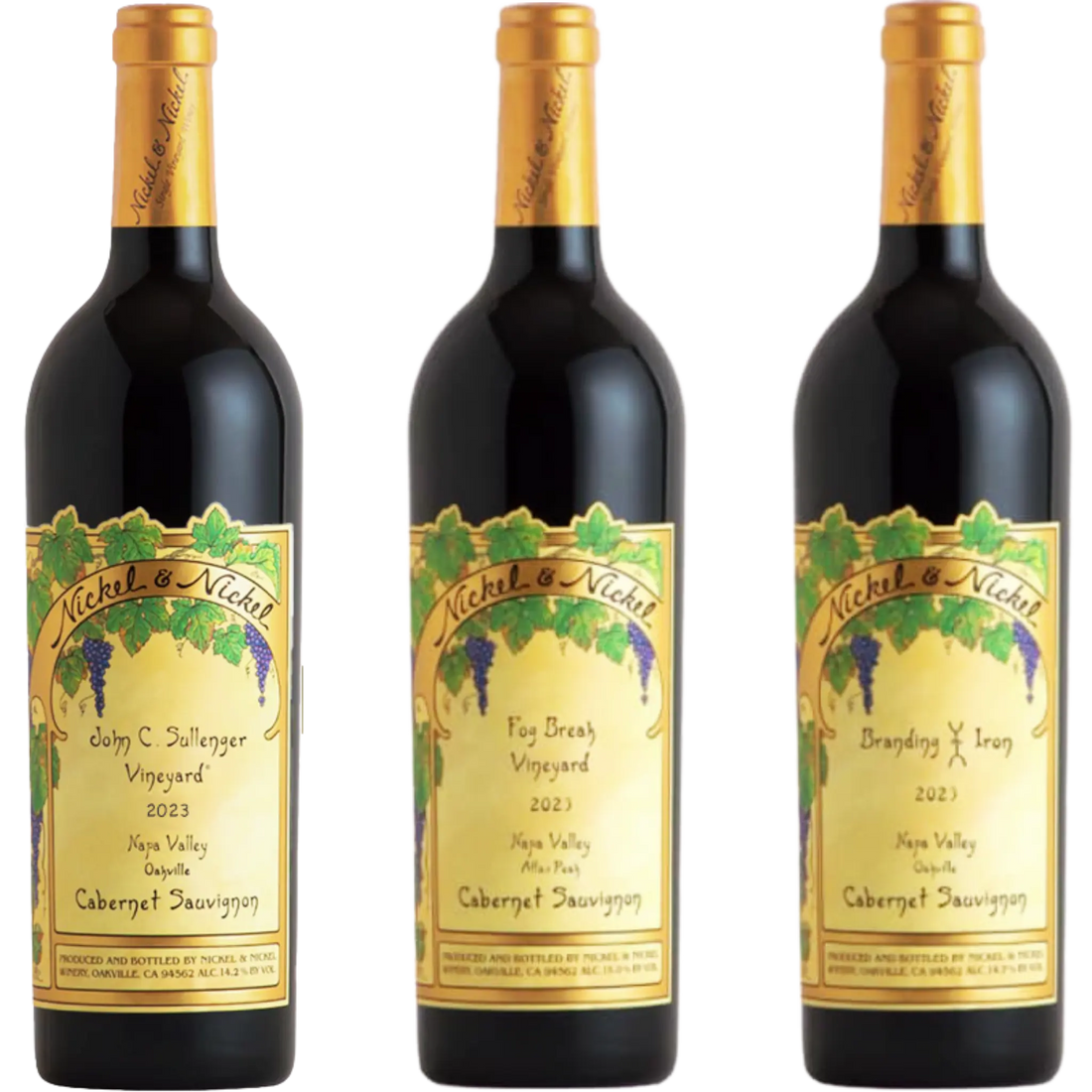 Nickel & Nickel Sullenger & Branding Iron & Fog Break Vineyard Cabernet Sauvignon 3 x 750ml - Liquor On Broadway