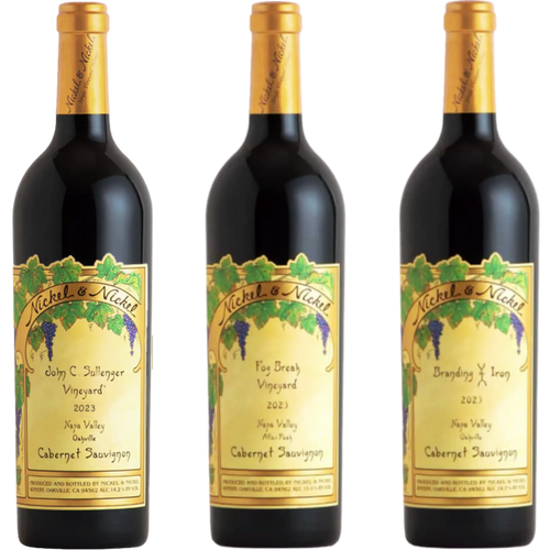Nickel & Nickel Sullenger & Branding Iron & Fog Break Vineyard Cabernet Sauvignon 3 x 750ml - Liquor On Broadway