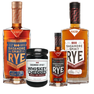 Sagamore Rye Double Oak Whiskey Gift Set with Cask Strength 375ml and Whiskey Cherries 750ml - Liquor On Broadway