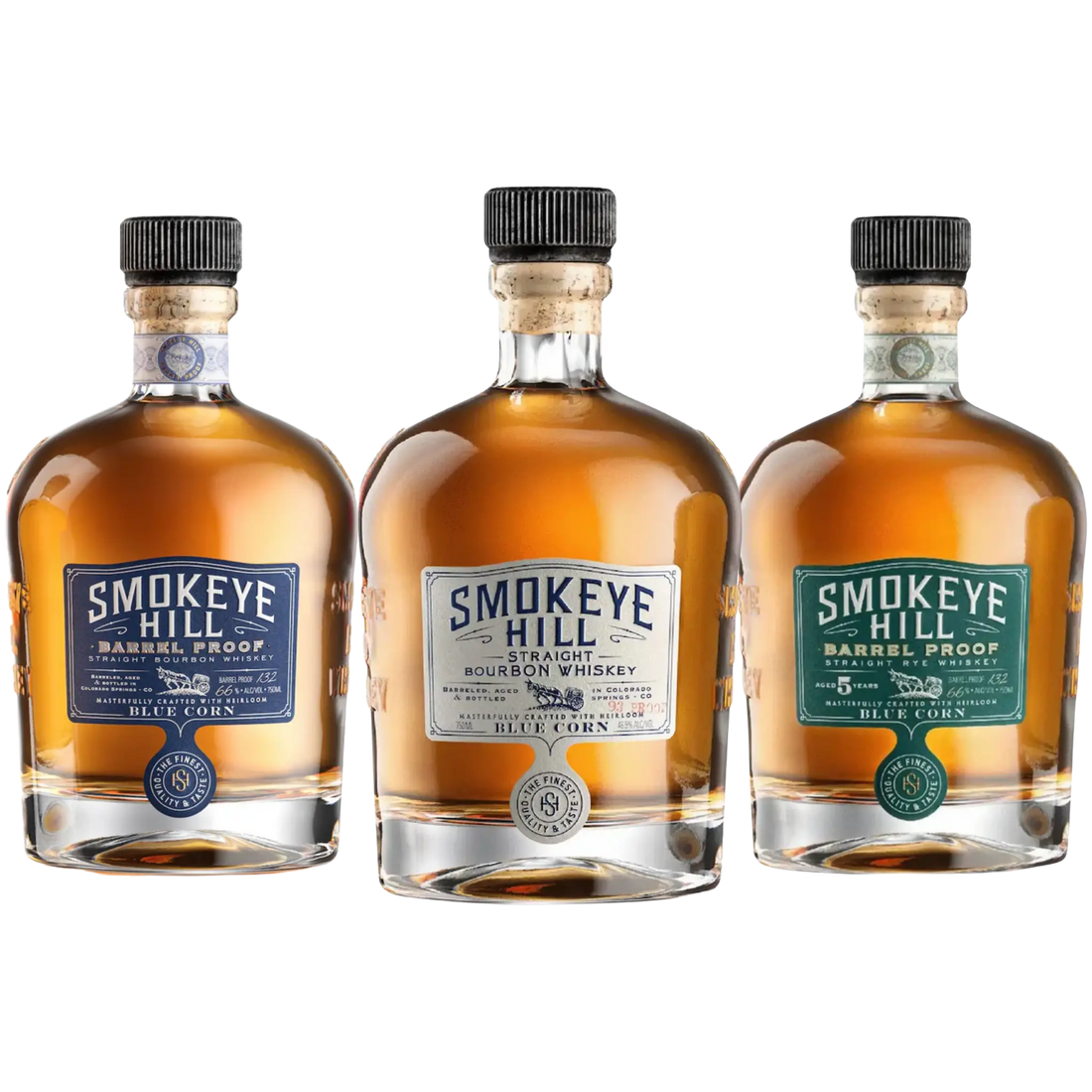 Smokeye Hill Barrel Proof Bourbon & Straight Bourbon & Barrel Proof Rye Blue Corn 3 x 750ml - Liquor On Broadway