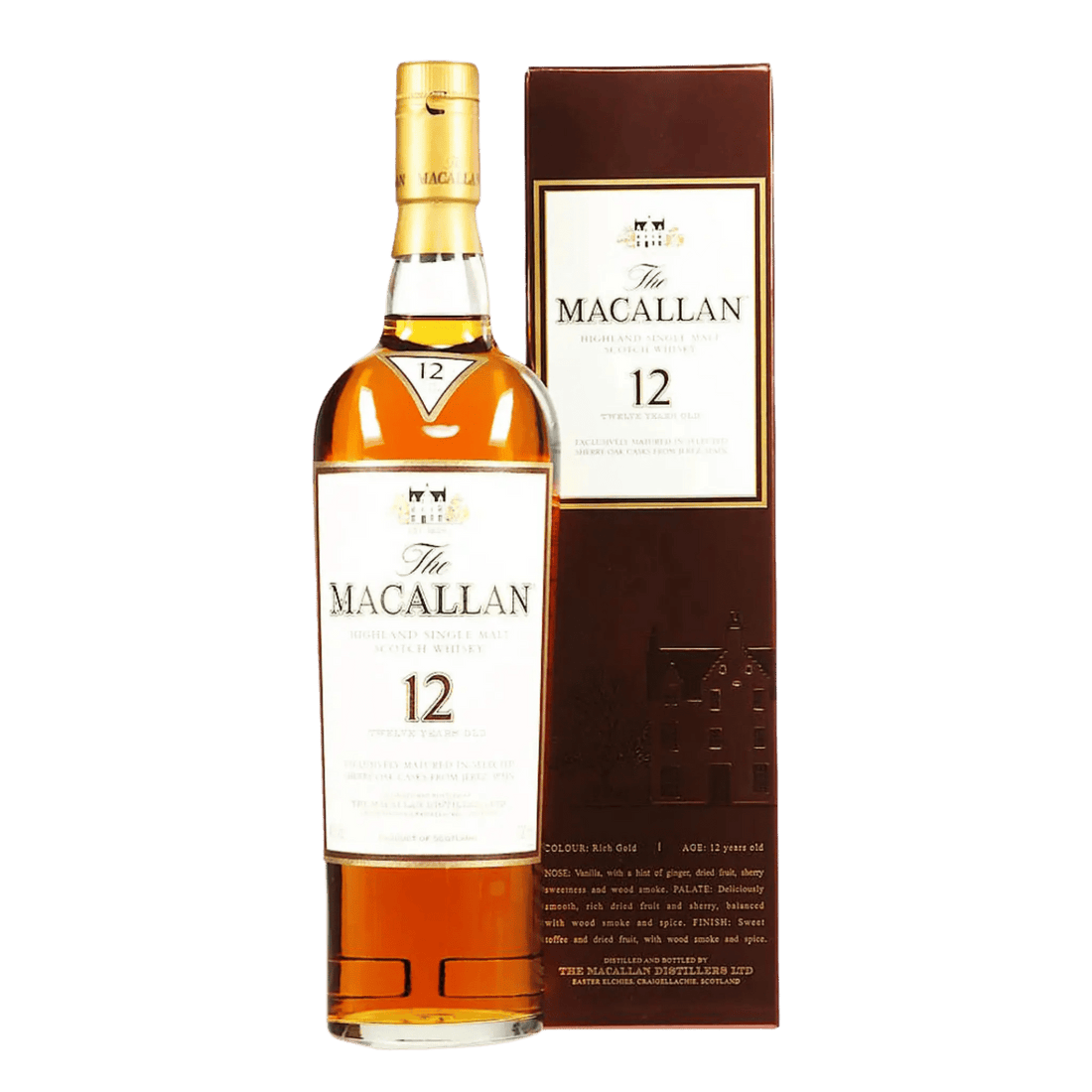The Macallan 12 Year Sherry Oak Cask Original Burgundy Box Pre 2018 Highland Single Malt Scotch Whisky 750ml - Liquor On Broadway