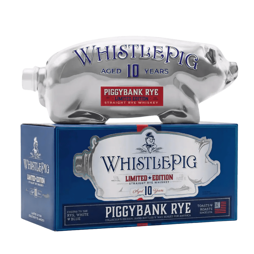 WhistlePig 10 Year PiggyBank Rye White and Blue Limited Edition Straight Rye Whiskey 1L - Liquor On Broadway