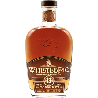 WhistlePig whiskey bottle on a white background