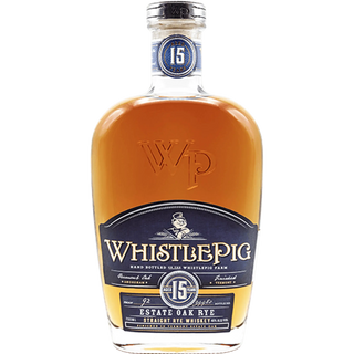 WhistlePig 15-year-old Estate Oak Rye whiskey bottle on a white background