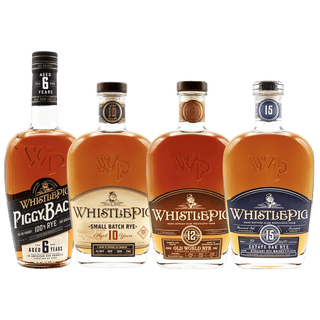 WhistlePig Rye Whiskey Bundle — PiggyBack 6 Year, Small Batch 10 Year, Old World 12 Year, Estate Oak 15 Year (4 x 750ml) - Liquor On Broadway