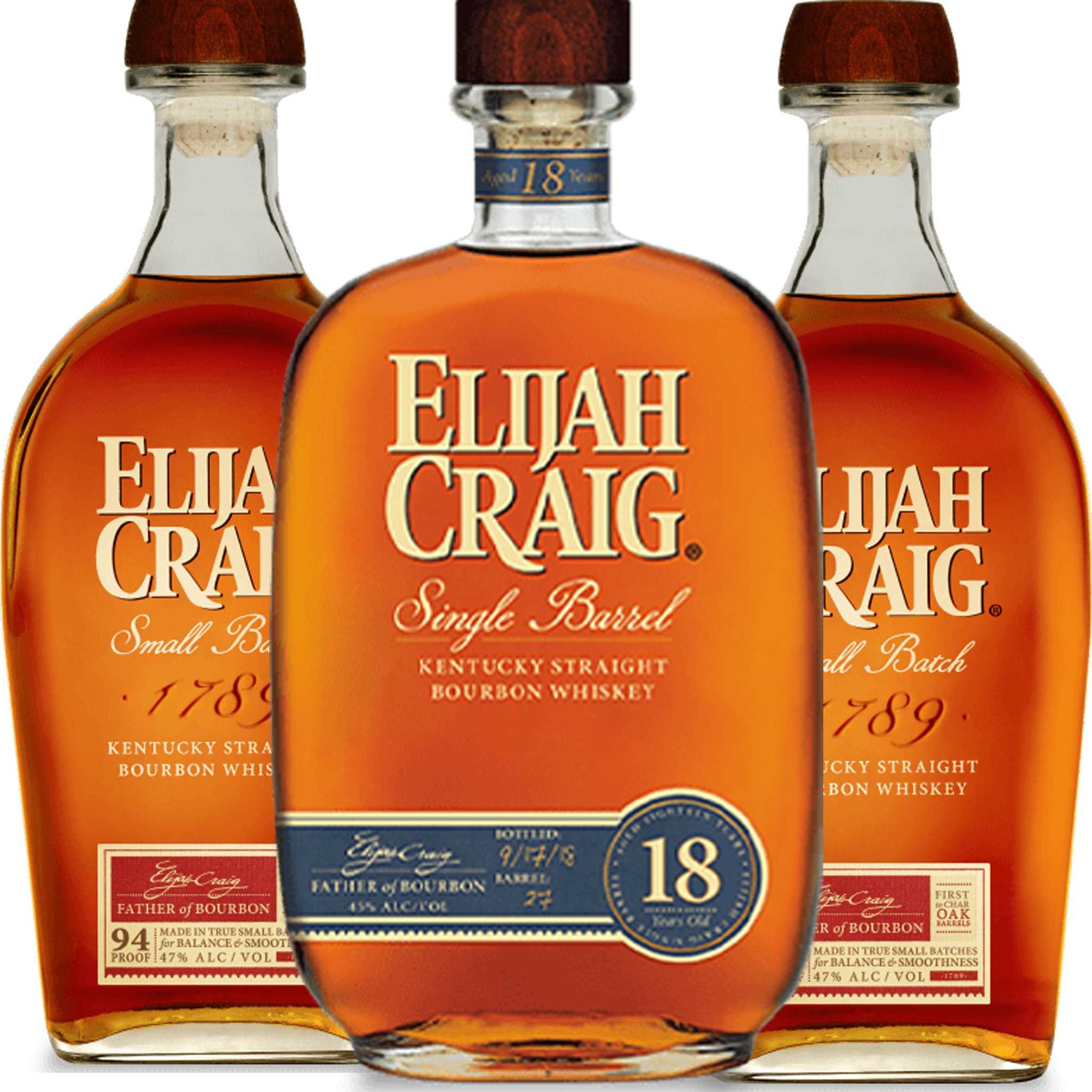 Elijah Craig 18 Year Old Bourbon + 2 Elijah Craig Small Batch Bundle (Combo)