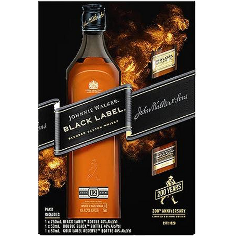 Johnnie Walker Black Label with 2 50mls Gift Set