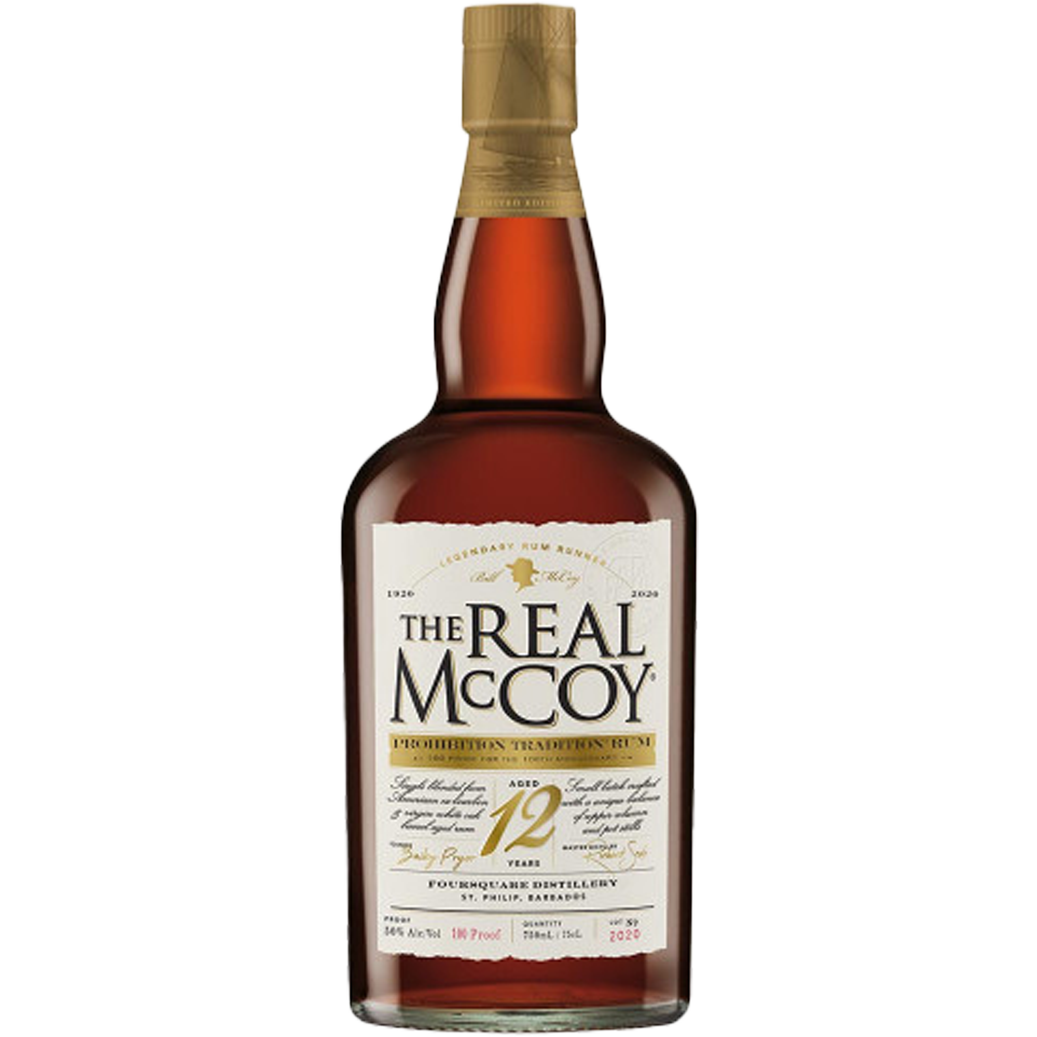 Real McCoy 12 Year Old Prohibition Tradition Single Blended Barbados Rum (750ml)