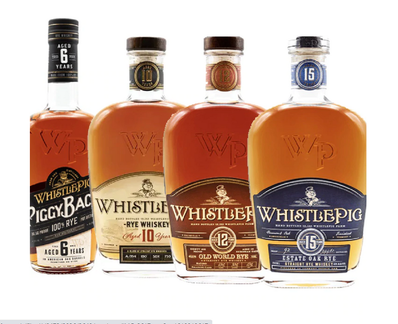 Whistlepig Rye Whiskey Bundle 6 Year, 10 Year, 12 Year, & 15 Year