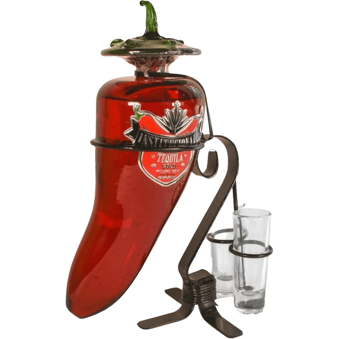 Institucional Chili Pepper Tequila Gold with 2 Shot Glasses 750ml - Liquor On Broadway